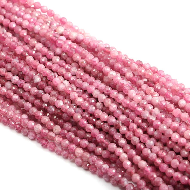 Zotoone 2 Strands Pink Tourmaline Beads, Natural Stone Beads Section Faceted Loose Beads for DIY Jewelry Making Necklace Bracelets Length 15" Size 4mm - Image 2